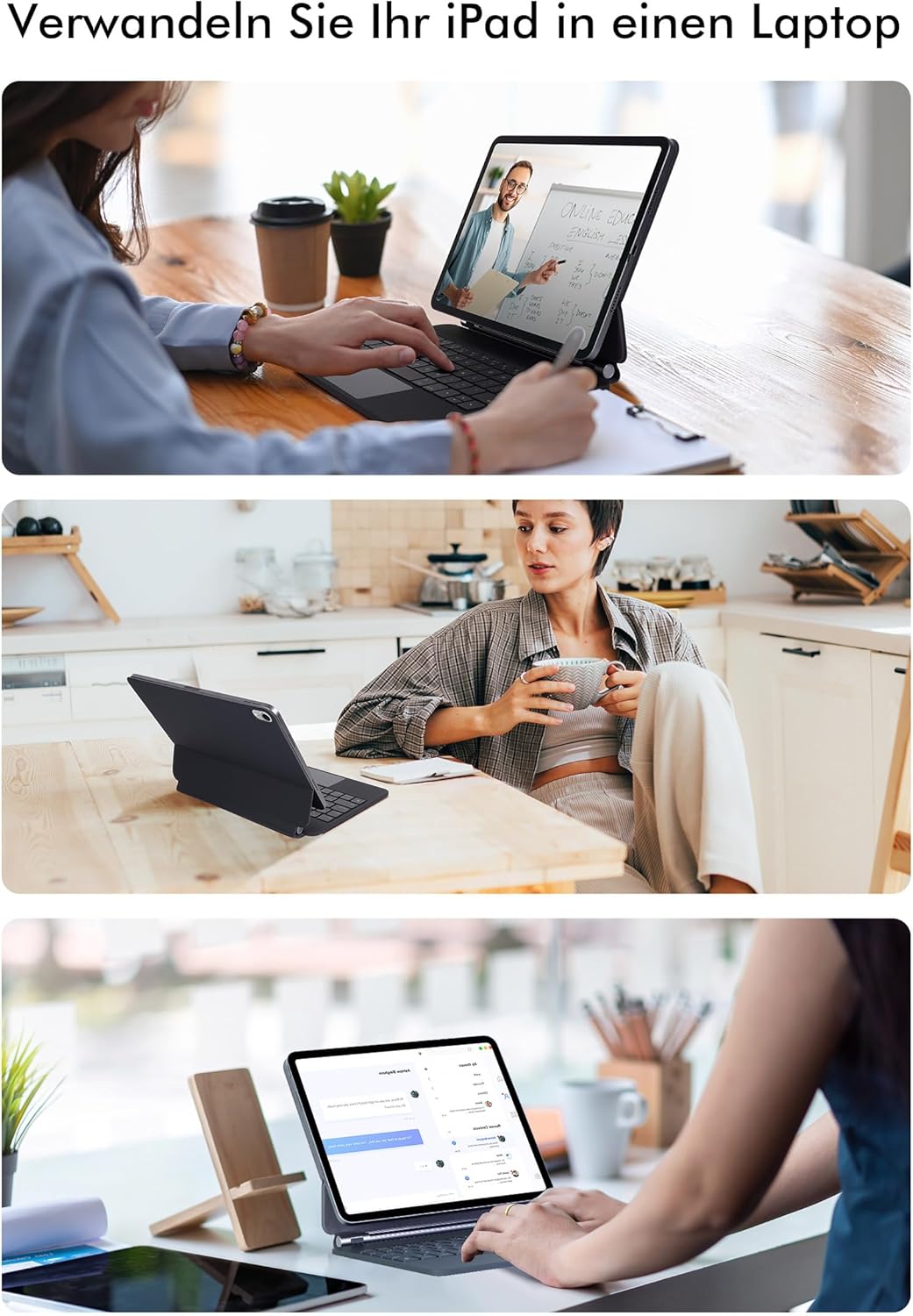 SOPPY Bluetooth Tastaturhülle mit Trackpad für iPad A16 11 Gen. 2025(A3354/A3355/A3356), 10,9 Zoll i