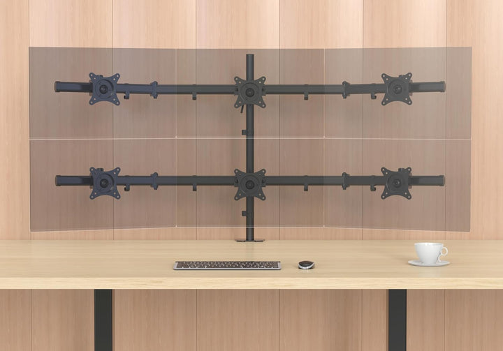 HFTEK - Bildschirmhalterung Für 6 Monitore Von 15 Bis 27 Zoll VESA 75/100 Arm Halterung Mount Monito