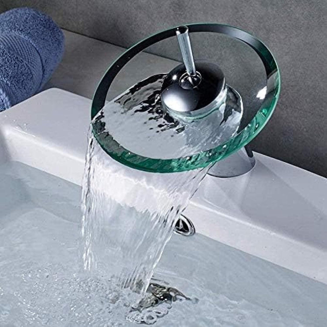 Wasserfall Wasserhahn Glas Waschbecken Mischbatterie - Deck Montiert für Badezimmer Becken