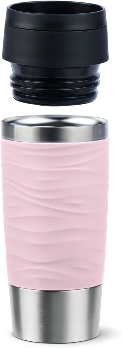 Emsa N20214 Travel Mug Wave Isolierbecher 0,36 Liter | neuer Komfort-Schraubverschluss | Edelstahl |