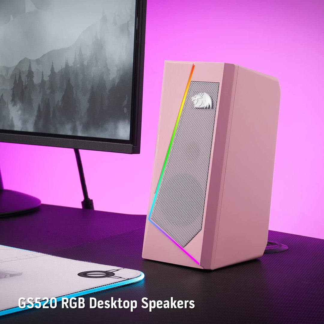 Redragon GS520 RGB Gaming Lautsprecher 2.0 USB Rosa | Desktop Stereo Lautsprecher 2.0 Kanal PC 6 Far