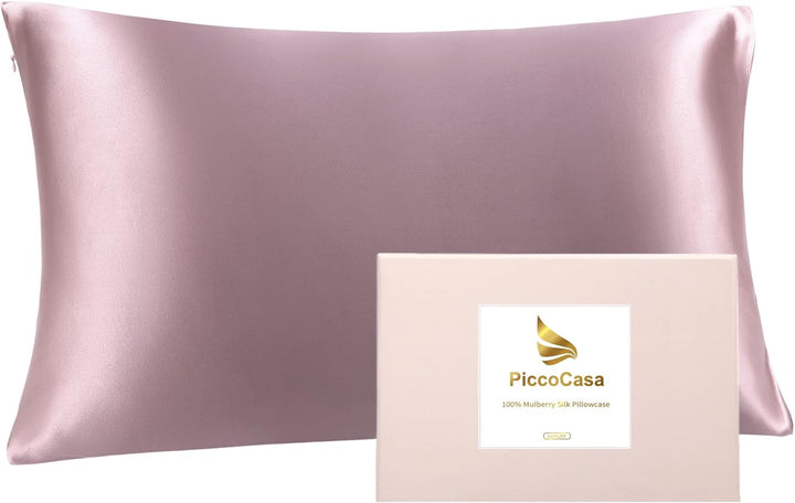 PiccoCasa 22 Momme 100% Seide Kissenbezug Haar- und Hautpflege Kissenhülle Maulbeerseide Kopfkissenb