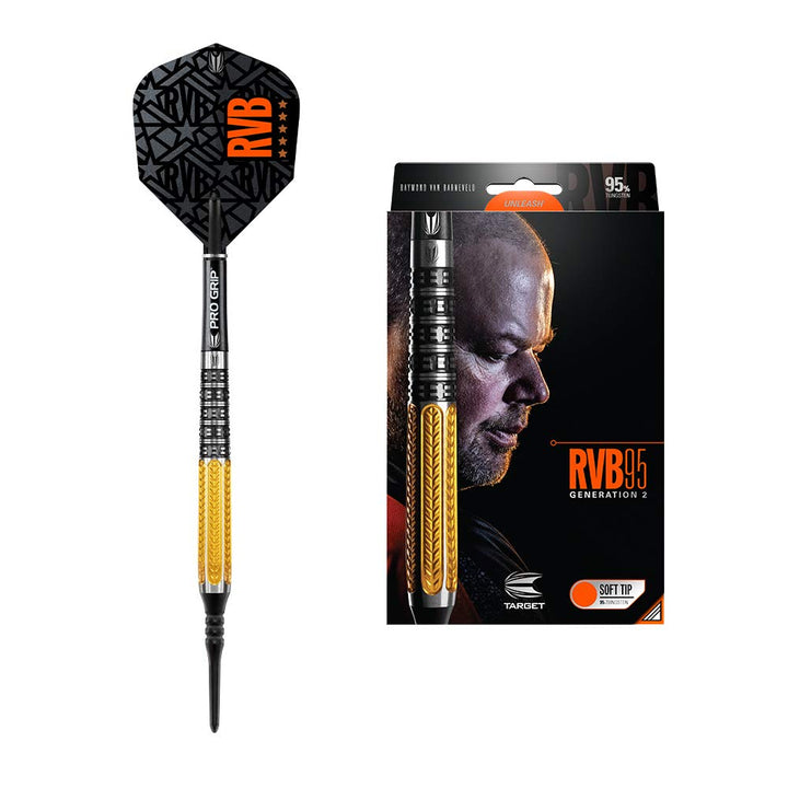 Target Darts Raymond van Barneveld RVB 95 Gen 2 95% Wolfram Softdarts-Set Dartpfeile 17G, 17G