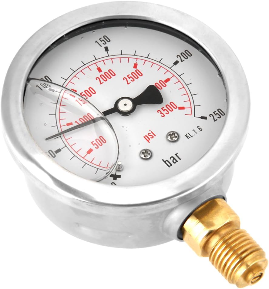 Manometer 0-250Bar 0-3750PSI G1/4 63mm Zifferblatt Hydraulische Wasserdruckanzeige Meter