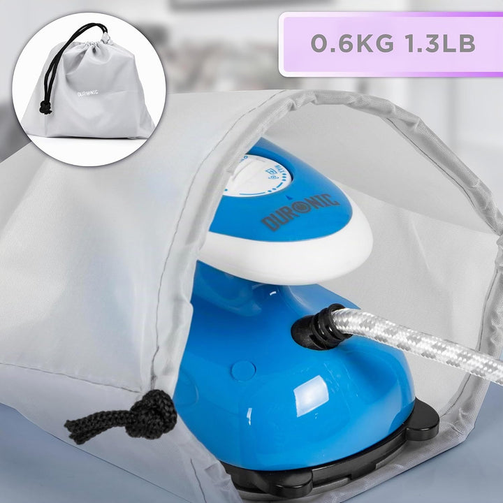 Duronic SI2 BE Mini Reisebügeleisen, 375W Mini Bügeleisen, Dampfbügeleisen 50ml Wassertank, kleines
