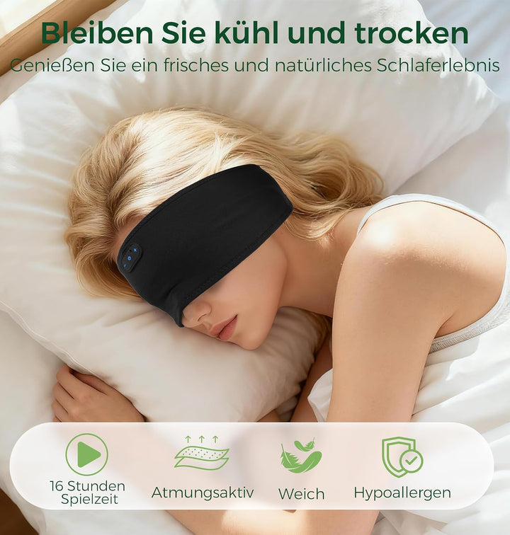 MUSICOZY Schlafkopfhörer,Schlaf Kopfhörer aus Bambus mit Bluetooth-Kopfhörern für Seitenschläfer,Kab