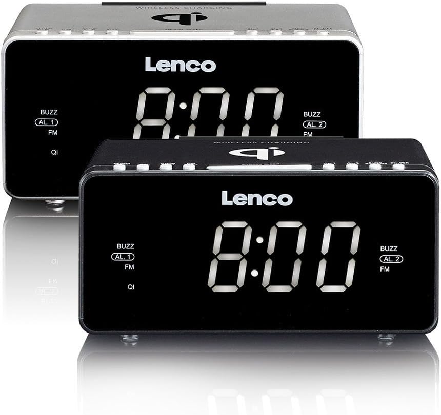 Lenco Radiowecker CR-550 mit 2 Weckzeiten 12 Zoll LED Display dimmbar Sleep-Timer Schlummerfunktion