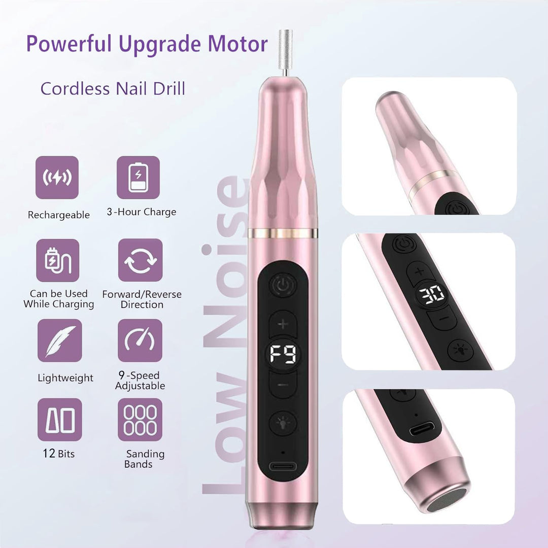 Tragbar Nagelfräser Kabellos 12 in 1 Professionell Elektrische Maniküre Pediküre set USB Wiederaufla