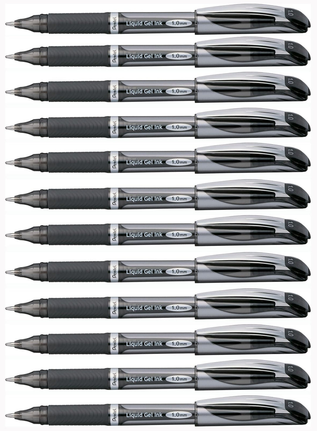 Pentel BL60-A Gel-Tintenroller EnerGel mit Kappe 1,0 mm, 12 Stück, schwarz, schwarz