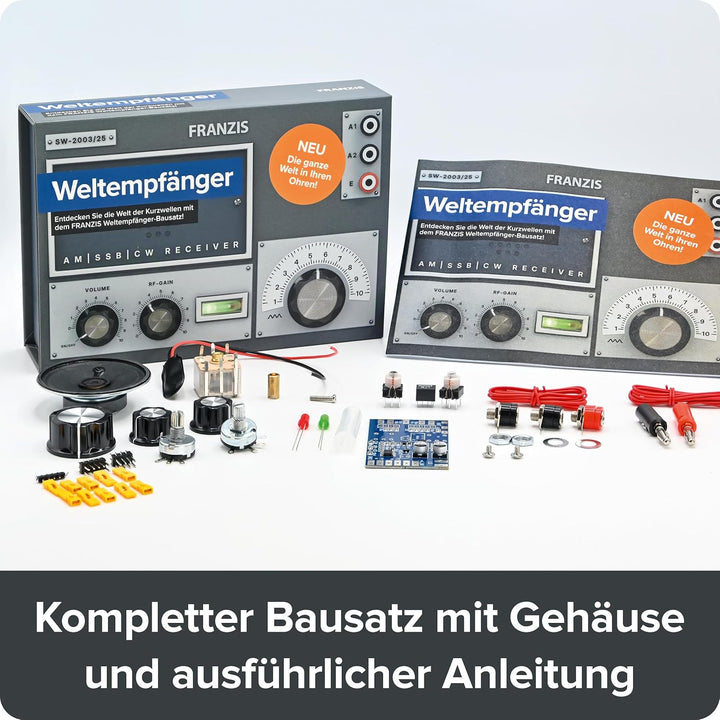 FRANZIS 67062 - Weltempfänger - Radio für Kurzwelle zum Selberbauen, Komplettset mit Steckplatine un