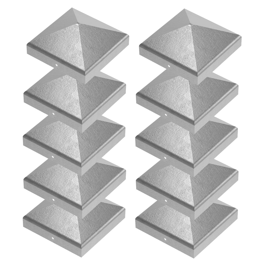 10 Stück Pfostenkappe, Pfostenkappen 9x9 cm, 90x90 mm Abdeckkappe Metall galv, Zaunpfosten Metall ve