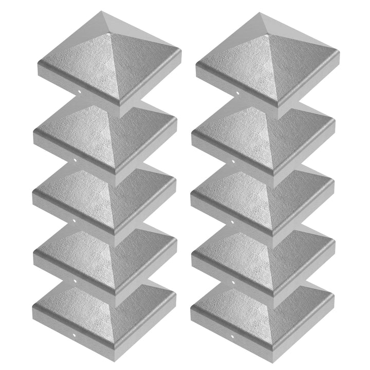 10 Stück Pfostenkappe, Pfostenkappen 9x9 cm, 90x90 mm Abdeckkappe Metall galv, Zaunpfosten Metall ve