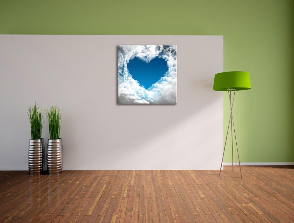 Pixxprint Romantisches Herz in den Wolken als Leinwandbild | Grösse: 70x70 cm | Wandbild | Kunstdruc