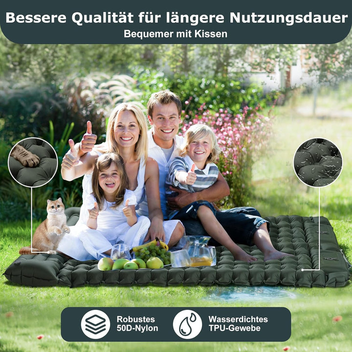 Isomatte Ultraleicht,Luftmatratze Camping,Aufblasbar Matratze mit Fuss pumpe,Tragbar Air Mattress bi