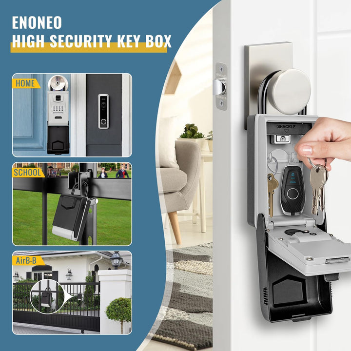 ENONEO Schlüsseltresor mit Beleuchteten Zahlencode Aussen Schlüsseltresor mit Bügel, Wetterfest Schl