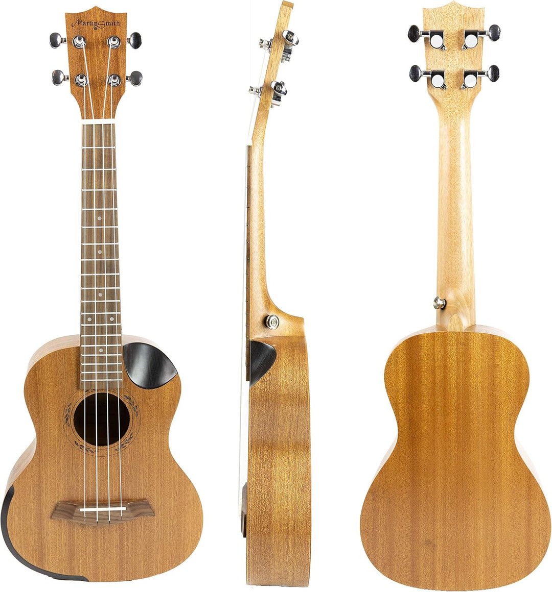 Martin Smith Premium Tenor-Ukulele mit Stimmgerät, gepolsterter Tasche und Aquila Ersatzsaiten, Teno