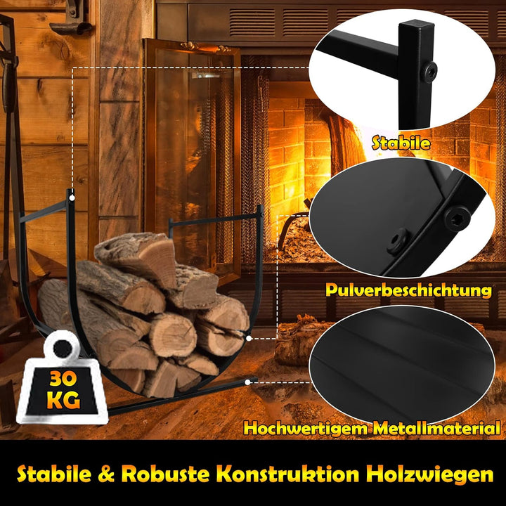 Froadp 44x37x40cm Kaminholzregal Metall Holzlager für Holzscheite Stapelhilfe Brennholzregal Aussen
