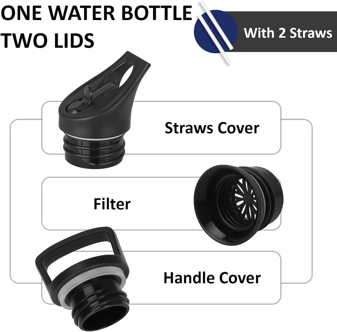 Thermosflasche, Trinkflasche 750ml, BPA-Frei, Wasserflasche mit Strohhalm, Isolierflasche Doppelwand