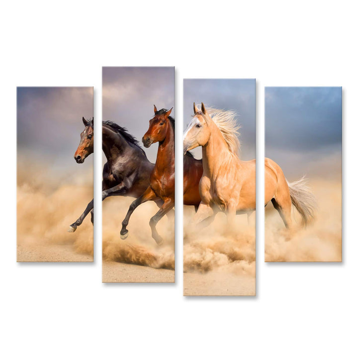 islandburner Bild auf Leinwand Pferdeherde Drei Pferde Gallopp Kinderzimmer Reiten Bilder Wandbilder