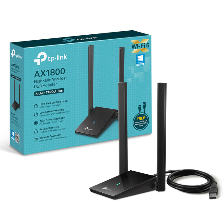 TP-Link Archer TX20U Plus WLAN Stick Für PC, WiFi 6 AX1800 Dual Band, USB 3.0, MU-MIMO, Antennen mit
