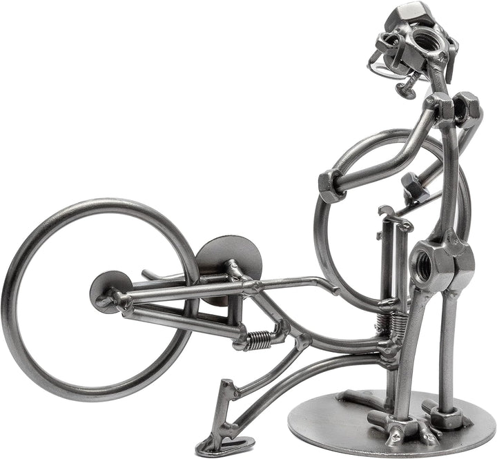 STEEMO Schraubenmännchen Fahrrad Reparatur Geschenk Metall-Kunst Deko 21x9x18 cm
