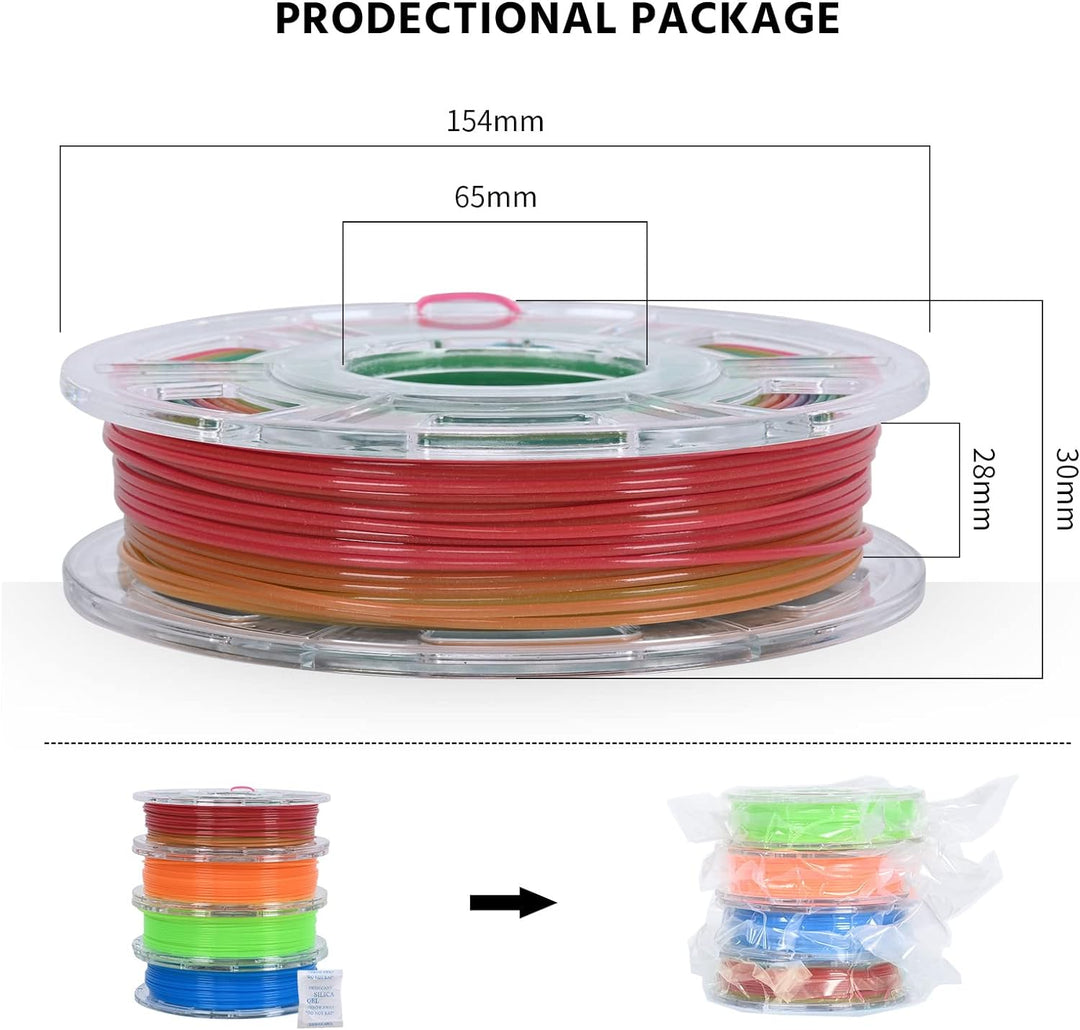 TRONXY 3D Drucker Filament Bundle, Glühen im dunklen Filament Gradient, Grün, Blau und Orange, PLA F