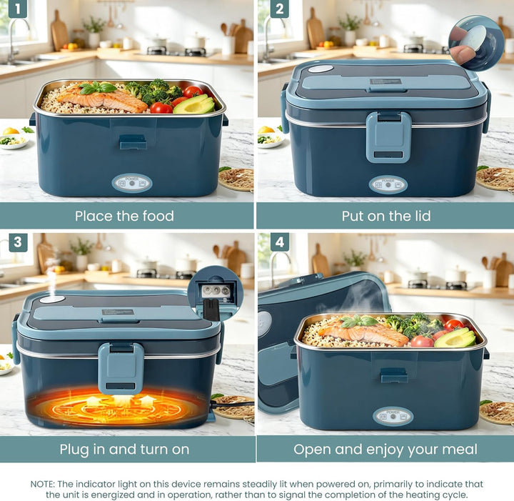Anykuu Elektrische Lunchbox 100W 1,8L grosse Kapazität Lunchbox elektrisch 3-in-1 12V/24V/220V Wärme