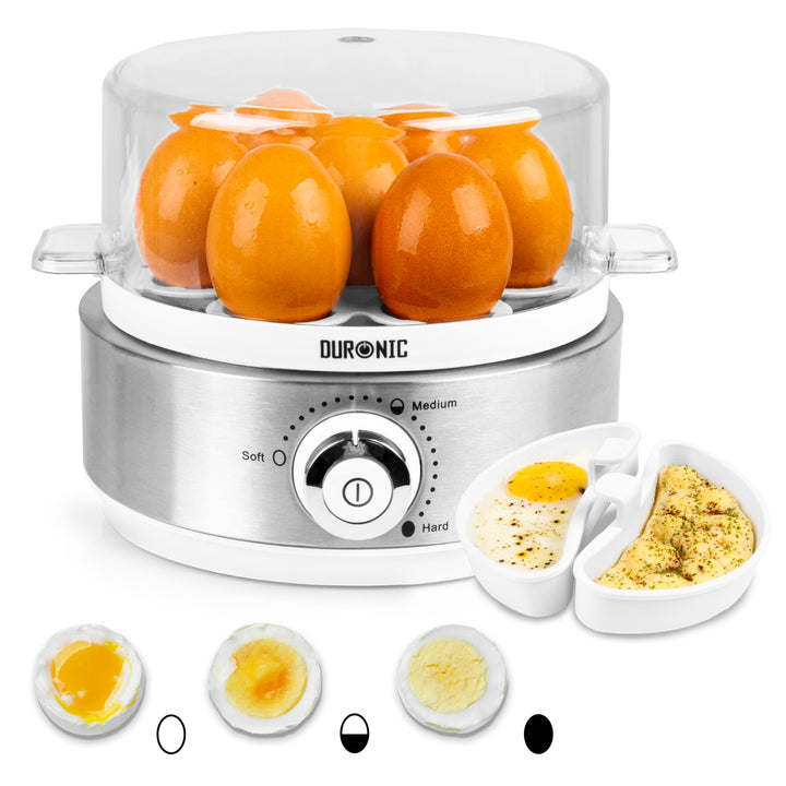 Duronic EB40 WE Eierkocher, Eierkocher für 7 Eier, 400 Watt Eierkocher, Härtegrad von weich bis hart
