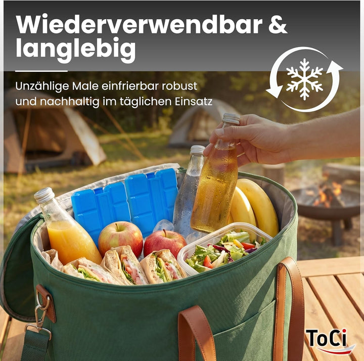 ToCi 2/4/6/8/12/16er Set Kühlakkus mit je 200ml | 2-16 Blaue Kühlelemente für die Kühltasche oder Kü