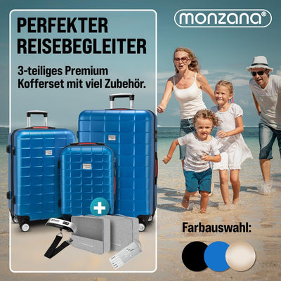 MONZANA® 3tlg. Kofferset TSA Schloss Organizer Kofferwaage Gurt Gel-Griffe Zwillingsrollen Standfüss