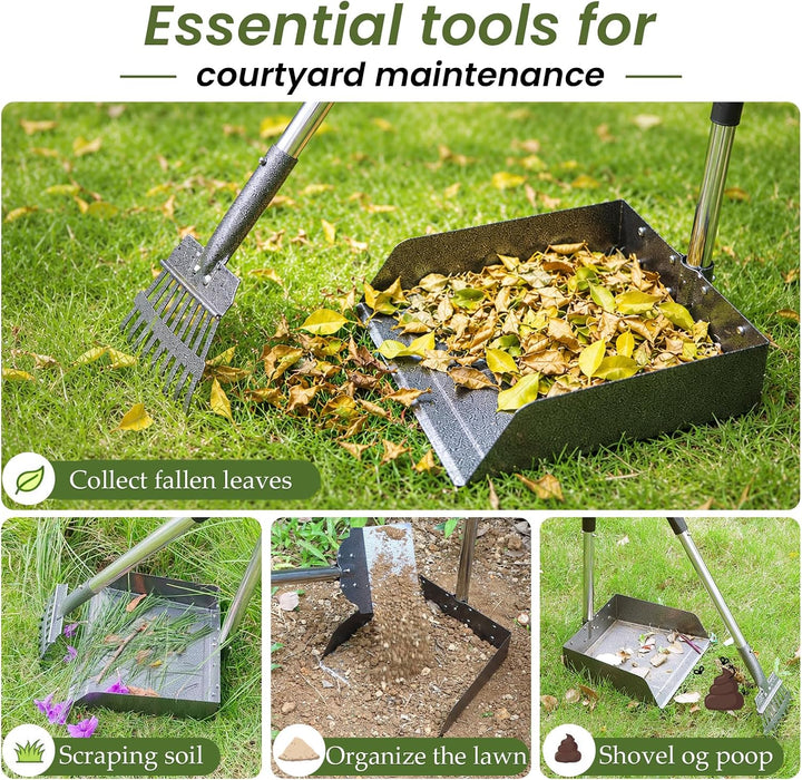 Hundekotschaufel, Dog Poop Scooper für Hundekot mit Verstellbarem Langem Griff, Kotschaufel aus Meta