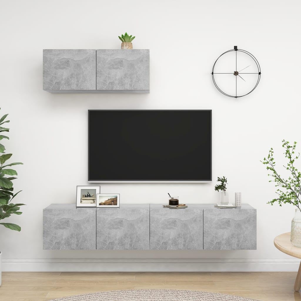 vidaXL 3X TV Schrank Wohnwand Schrankwand Anbauwand Hängeschrank TV Möbel Wandschrank Lowboard HiFi-