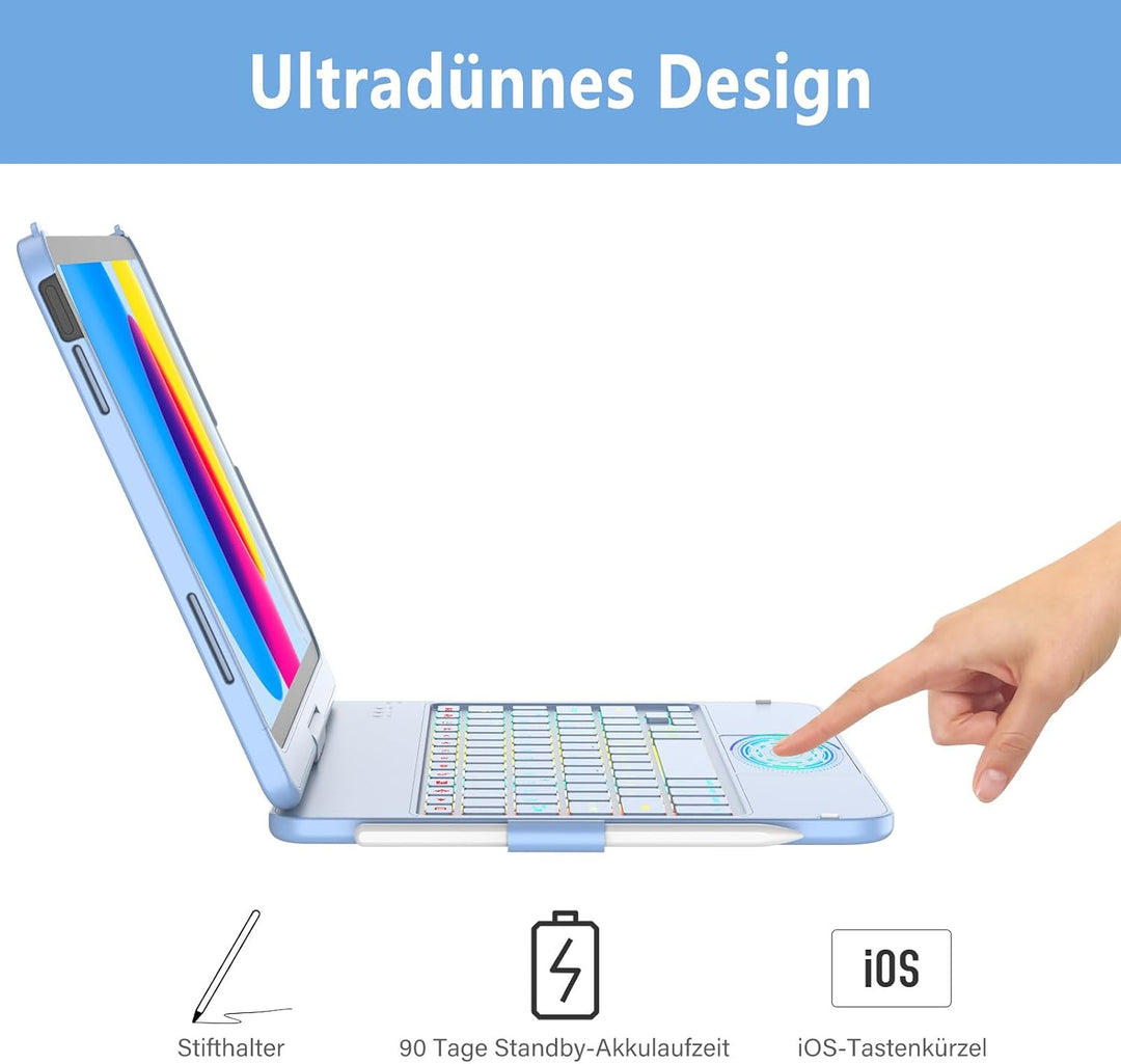 KARFUN Tastatur Hülle für iPad 10 Generation/11 Generation A16 | KARFUN Tastatur Hülle für iPad 10 G