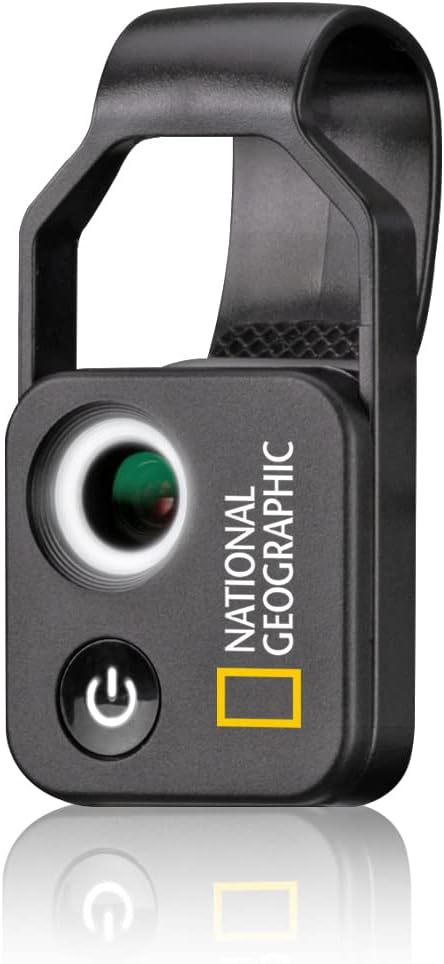 National Geographic Handy-Mikroskop 200x mit CPL, 2 Helligkeitsmodi und Universal-Clip, kompatibel m
