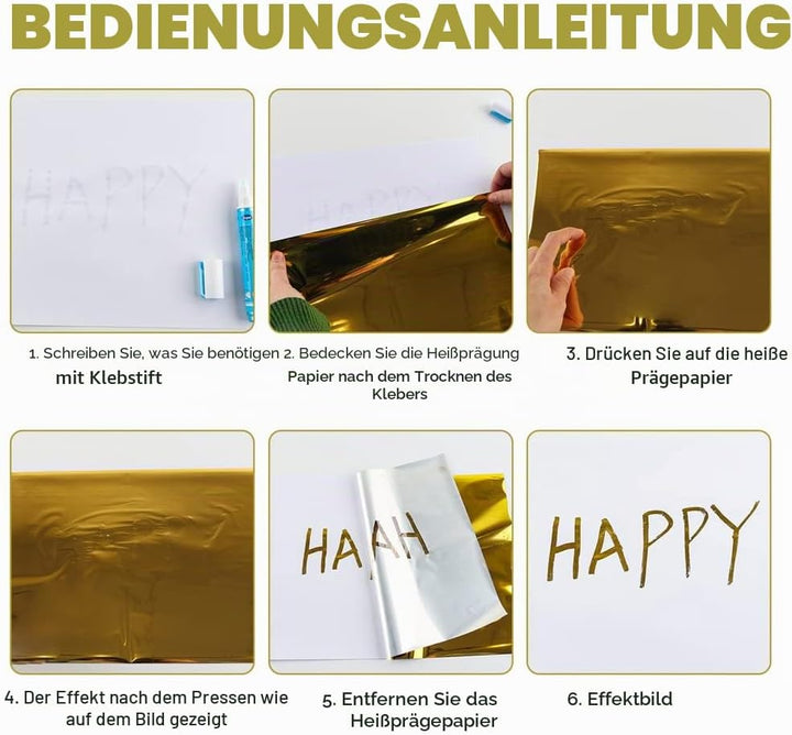 6 Farben Metallic Foil für Kunst &amp; Handwerk, Klassenaktivitäten &amp; Künstler - Toner-Reaktives Folienr
