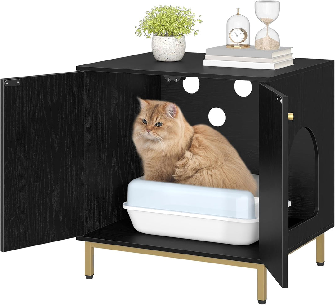 Hzuaneri Katzenschrank, Katzentoilette, Katzenklo Schrank, Katzenhaus mit Tür, Hölzerner Beistelltis