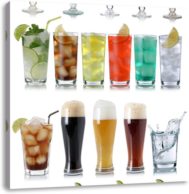 Pixxprint Cocktails Long Drinks und Bier als Leinwandbild/Grösse: 70x70 cm/Wandbild/Kunstdruck/ferti