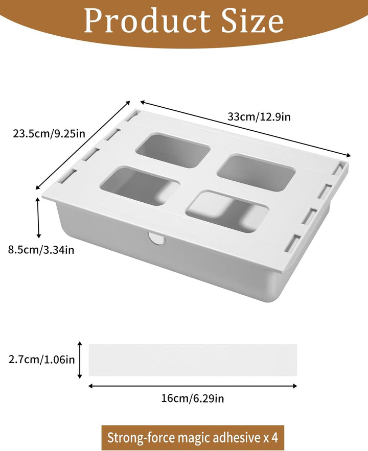 Cotepi Schublade unter Schreibtisch, Versteckte Schubladenbox, Selbstklebende Organizer, Selbstklebe