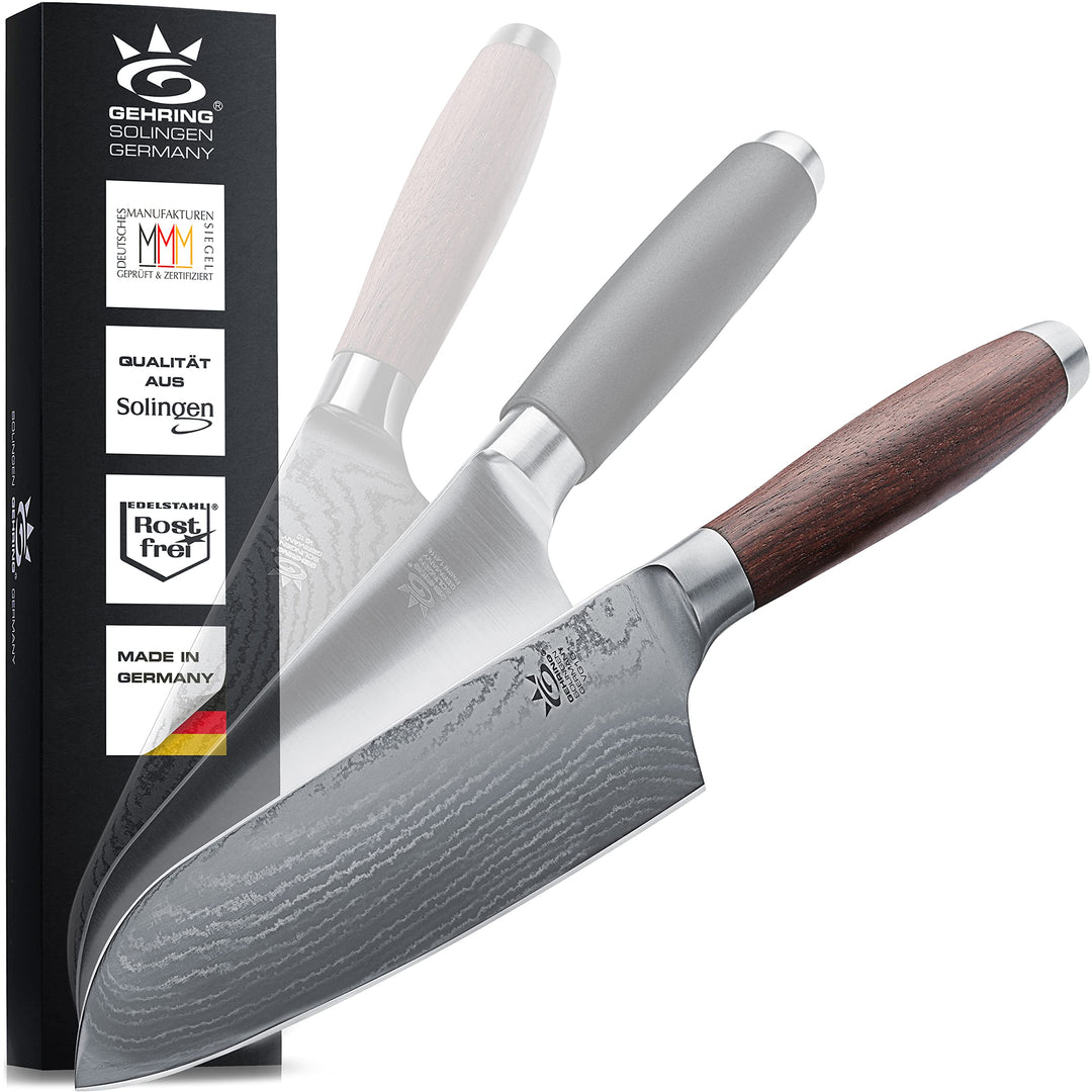 SOLINGEN PREMIUM MYII | Santoku Messer/Damastmesser | Scharfes Profi Küchenmesser, made in Germany,