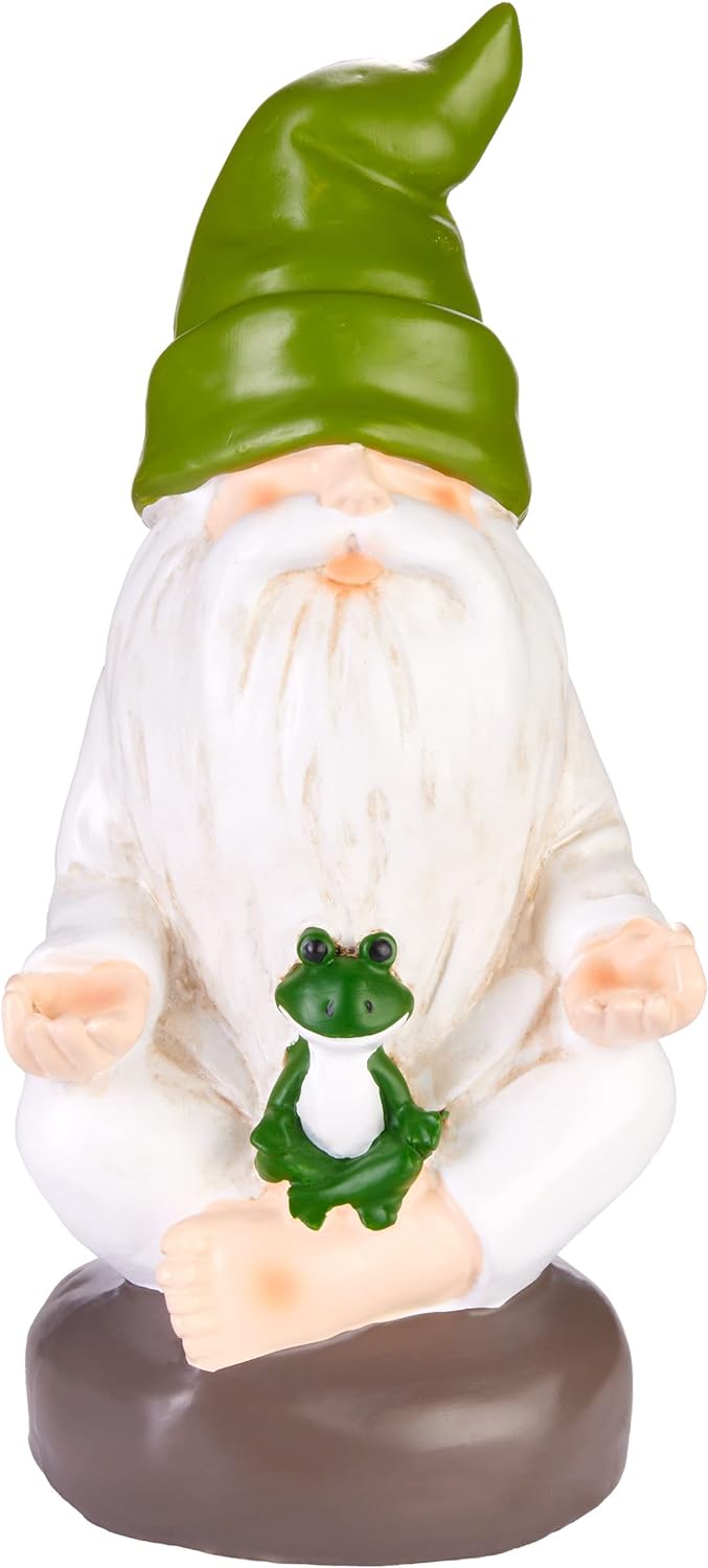 BRUBAKER Gartenzwerg meditiert mit Frosch - Zwerg Schneidersitz Yoga Meditation Übung Sukhasana - Ga