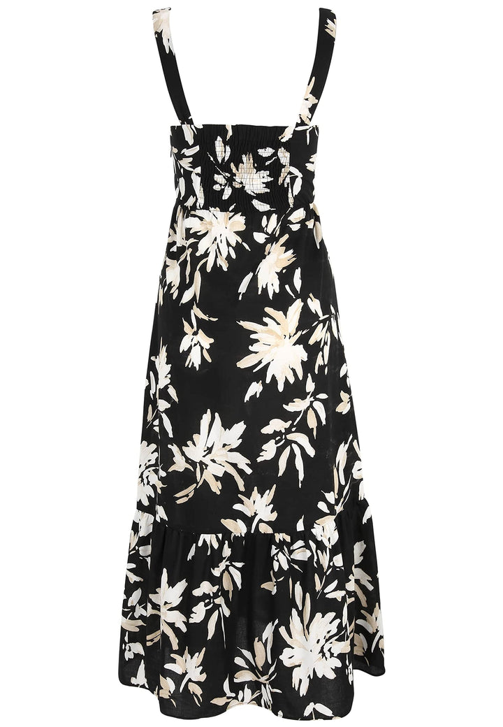 Tamaris Damen ADANA AOP Langes Träger Kleid 40 Black Flower Aop, 40 Black Flower Aop