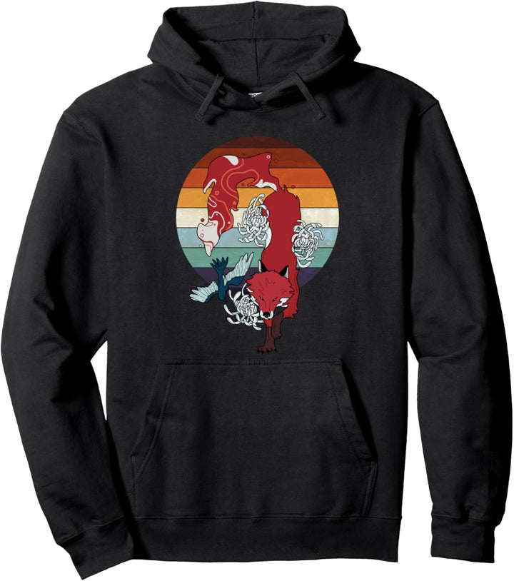 Japanischer Spirit Fuchs | Vintage Retro Pullover Hoodie