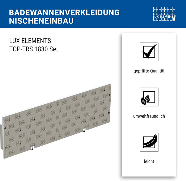 LUX ELEMENTS Badewannenverkleidung Set Nischeneinbau Fertig zum Verfliesen I 2x Hartschaumplatten +