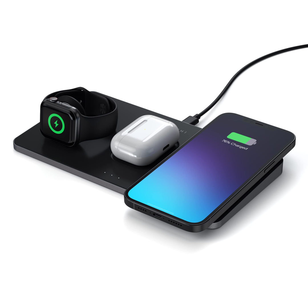 Satechi Trio Kabelloses Ladegerät mit Magnetpad – Qi-Zertifiziert – Kompatibel mit iPhone 13 Pro Max