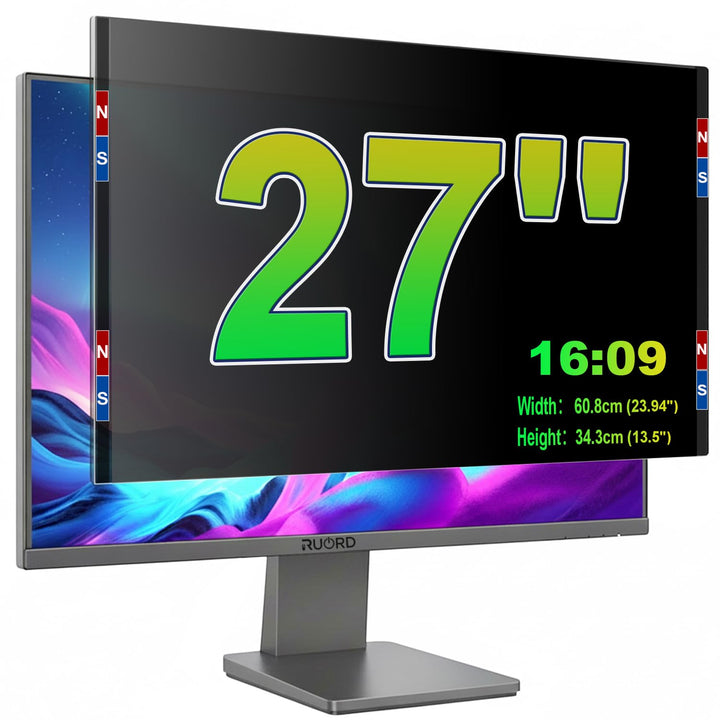 Magnetischer Sichtschutzfolie für 27 Zoll 16:9 Monitor | Blaulichtfilter &amp; Blendschutz, Abnehmbar Bl