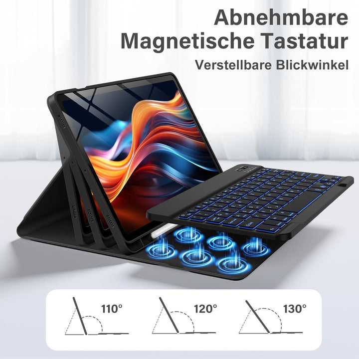 Vobafe Tastatur Hülle für Samsung Galaxy Tab S10 Lite/S10 FE/S9 FE 10.9 Zoll/Tab S9 11 Zoll, 7-Farbe