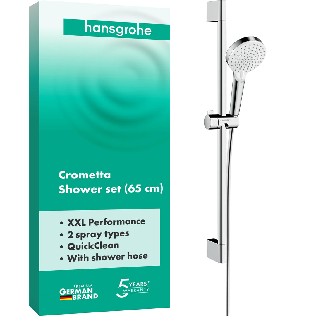 hansgrohe Crometta Duschset 0,65m, 2 Strahlarten, Weiss/Chrom 0,65m Set ohne Seifenschale 2