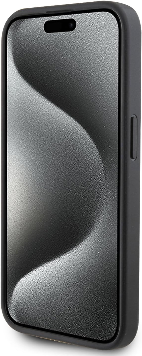 CG MOBILE Karl Lagerfeld Saffiano Hülle mit Kartenfach für iPhone 15 Pro (Schwarz), Schwarz