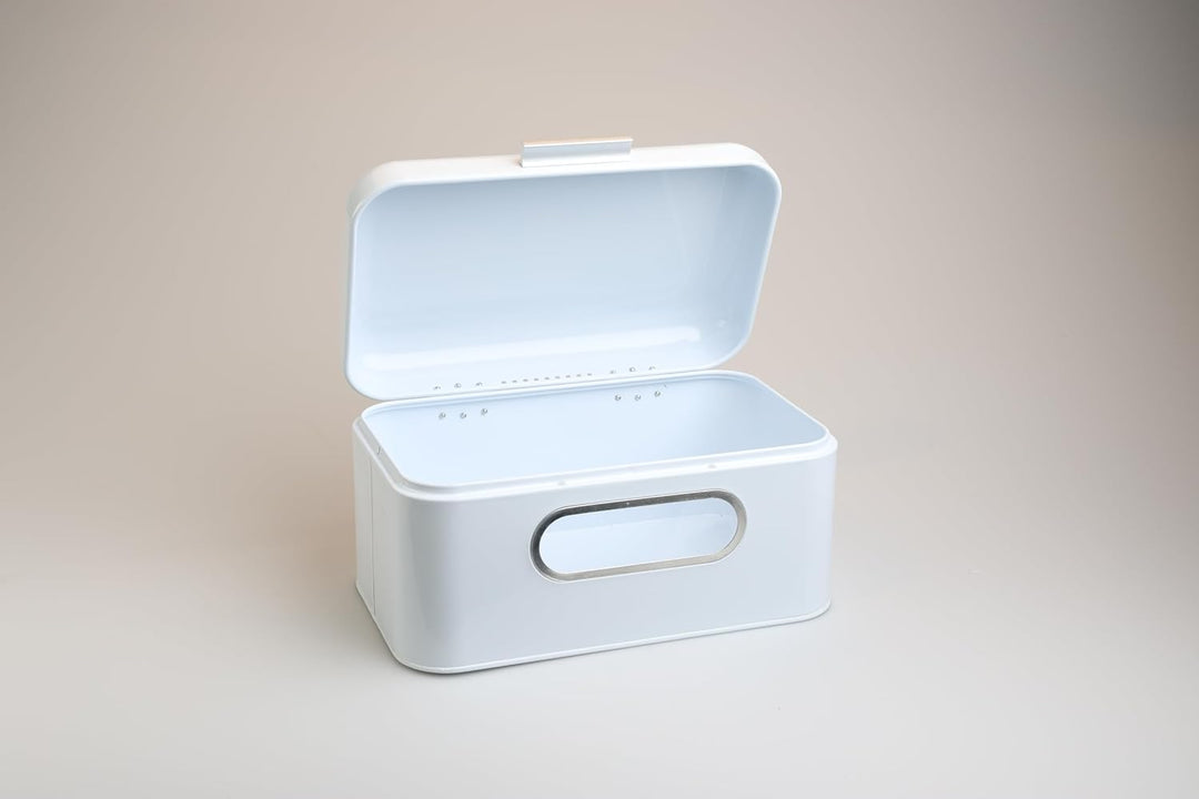 MOON HOME Brotkasten mit Sichtfenster - Breadvault White, aus Edelstahl, Metall-Brotkasten mit optim