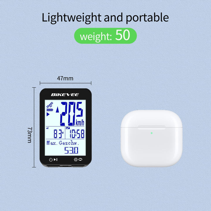 GPS Fahrradcomputer Kabellos IPX7 Wasserdicht 2.4'' FSTN Display 28H Akku Schwarz-B【Verlängerte Fron